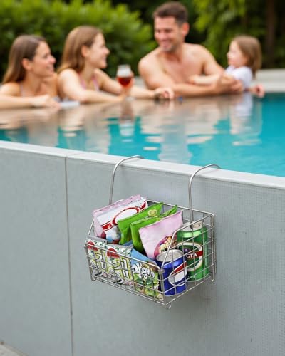 Large Rustproof Shower Caddy Hanging, 304 Stainless Steel Hanging Shower Organizer Basket for Bathroom & Bathtub, Over the Rod Shower Rack for Shampoo, Conditioner, Soap & Bath Accessories(Silver) Silver