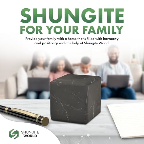 Shungite World Authentic Shungite Cube Unpolished 50 mm / 1.96" Chakra Energy Natural Healing Crystal Real Black Cube Home Office Protection Desk Decor Meditation Reiki Grounding Stone 50 mm / 1.96"