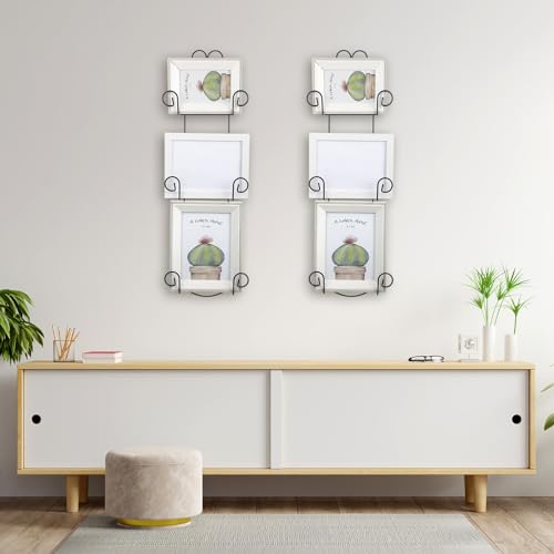 Menkxi Set of 2 Wall Plate Holder 3 Tier Metal Rack, Black