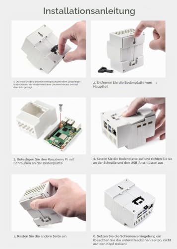 Waveshare Protective Case for Raspberry Pi 5 Housing on DIN Rail Modular Box ABS Case Large Inner Space Injection Modulating with Rail Mount Support