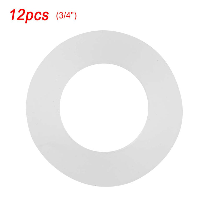 [Australia - AusPower] - 12PCS Silicone Gaskets Flat Washers Rubber O Ring Sealing Washers Assortment Kit for Sealing Faucet Pipe Water Tap Bellows Hoses (3/4") 3/4" 