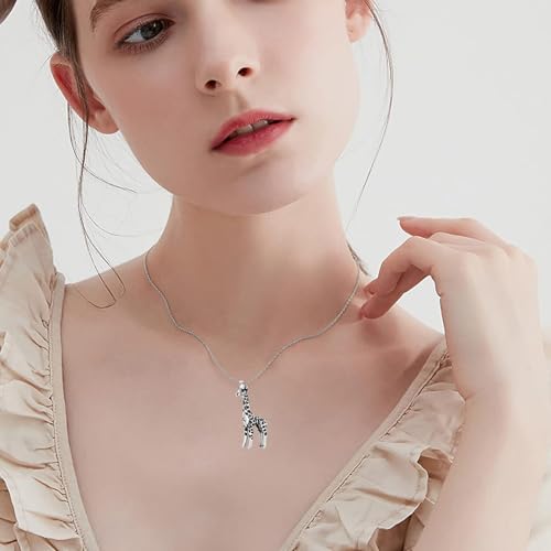Hearbeingt Giraffe Urn Necklaces for Ashes Deer Memorial Cremation Jewelry Silver