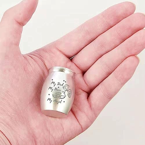 CREATCABIN Mini Cremation Urn Small Keepsake Urns Ashes Alloy Kit My Dad Hero Angel Metal Sharing Urn Memorials Miniatur Container Remains for Female Male Human Pets Angel & Fairy 1.6x1.2 Inch(Silver) Silver-Angel&Fairy