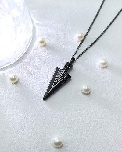 Arrow Head Urn Necklace for Ashes Cremation Jewelry Arrowhead Pendant Memorial Necklaces Ash Holder Keepsake Jewelry for Loved Ones with Fill Tool | Cremation Jewelry black