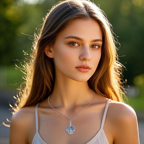 ONEFINITY Dog Urn Necklace For Ashes 925 Sterling Silver Pet Urn Necklace Keepsake Memory Pet Pendant Cremation Jewelry For Women