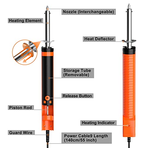 Desoldering Pump, Preciva Desoldering Iron Soldering Iron Soldering Vacuum Cleaner with 1.0 mm and 1.2 mm Desoldering Nozzles