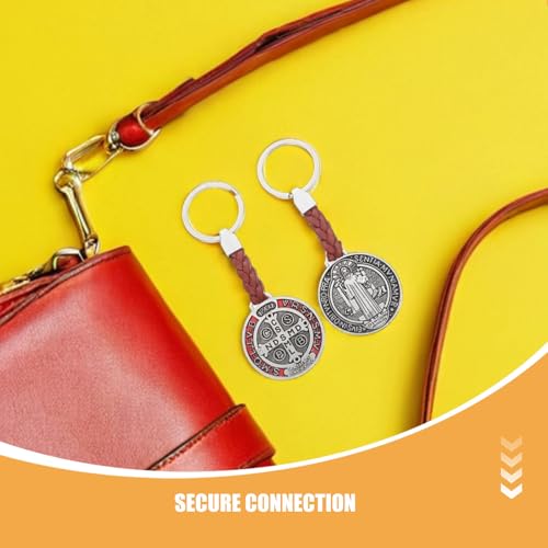 4pcs Metal Cross Keychains with Saint Benedict Crucifix Pendant, Wearresistant and Portable Design, for Prayer and Faith Events, Stylish Religious Charm for Backpack, Wallet Or