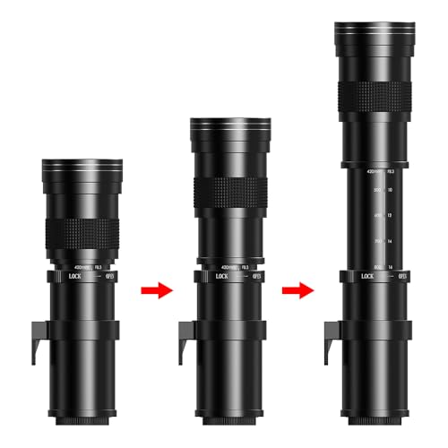 420-800mm f/8.3 Telephoto Lens Zoom SLR Camera Lens for Canon T7i T6 T6i T6s T7 T8i T3i, T4i, T5, T5i, SL2, SL1 4000D 2000D 80D 90D 5D III 6D 7D II 60D 70D 250D 750D 760D 1300D Black