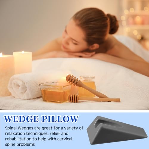 Suzile Mobilization Wedge 7.9 x 4.1 x 2 Inch Triangle Therapy Non Slip Silicone Wedge Pillow Sturdy Support for Relieve Spinal Pain Rehabilitation Tool(Gray) Gray