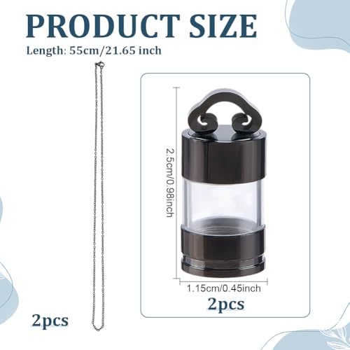 FINGERINSPIRE 2PCS Glass Bottle Pendant Necklace 25x11.5mm Glass Vial Charms 304 Stainless Steel Necklaces Mini Urn Pendants Necklace for Ashes Memorial Keepsake DIY Jewelry Making Black