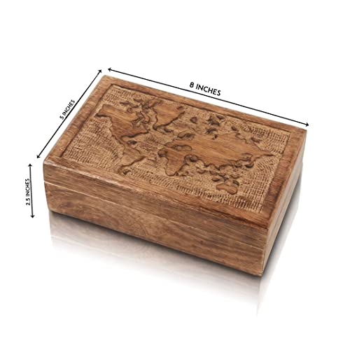 Handmade Wooden Jewelry & Keepsake Box, Decorative Storage Box, 8 x 5 Inch Antique Finish