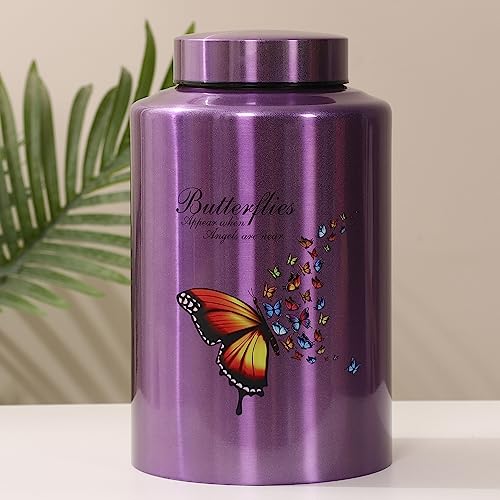 Urns for Human Ashes Adult Female Up to 220 lbs,Purple Butterfly Urn for Mom Ashes with Velvet Bag,Decorative Urns for Ashes Adult Women,Cremation urn Female (Butterfly, Purple) Butterfly Purple