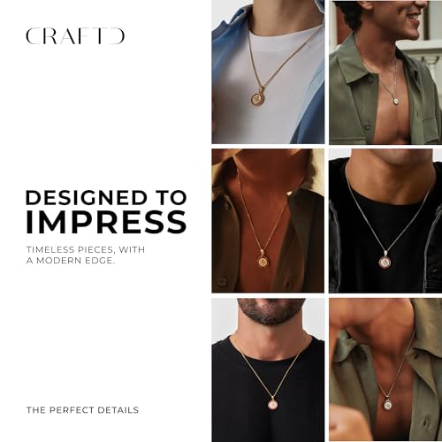 CRAFTD | St. Christopher Enamel Pendant Necklace | 51cm Cuban Link Chain Gold 51 Centimeters 20 Millimetres