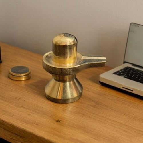 Brass Shivling Idol 1.5 Inch (100g) – Handcrafted Solid Brass Shiva Lingam for Home Temple, Puja & Vastu Protection | Sacred Mahadev Shivling Murti for Spiritual Decor, Meditation & Religious Gift