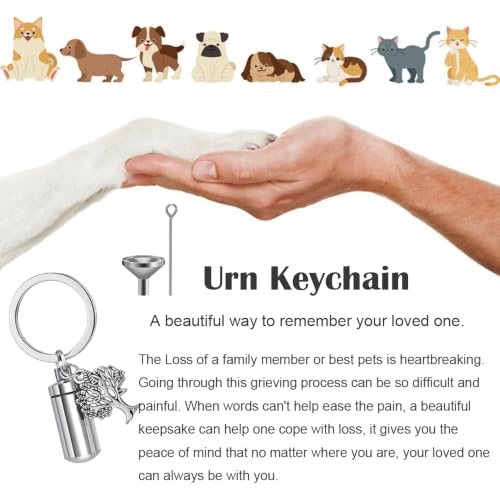 Mini Urn Keychain, Tree of Life Ashes Keepsake Pendant with Tools &Gift Box Tree of Life / Crann Bethadh