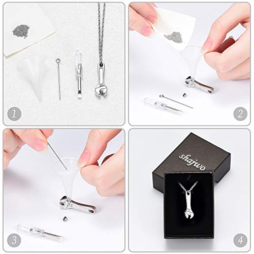 shajwo Wrench Urn Necklace for Ashes for Women Men Human Ashes Stainless Steel Hammer Cremation Jewelry for Ashes Pendant Silver