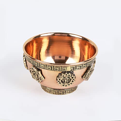 Indian Consigners Small Altar Witchcraft Copper Home Decor Serving, Offering or Smudging Bowl (7 Chakra Bowl), (ICCB) 7 Chakra