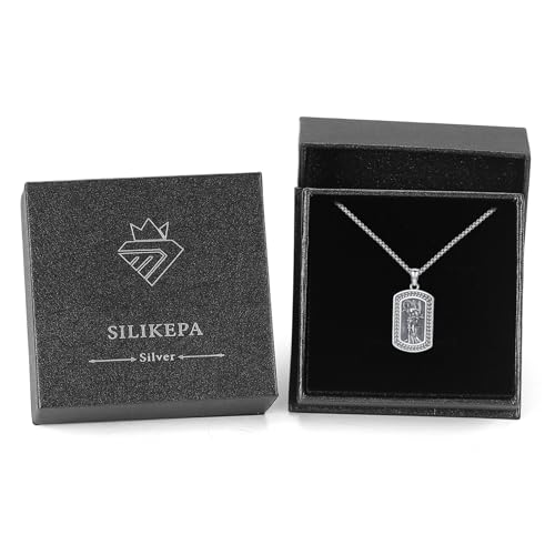 Saints Religious Necklace 925 Sterling Silver St. Christopher/St. Michael/Virgin Mary Miraculous Medal Patron Saint Religious Amulet Necklace Jewelry Gift for Women Men St. Sebastian Necklace