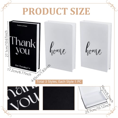 AHANDMAKER Set of 3 Thankful Grateful Blessed Decorative Books for Home Decor, Farmhouse Rustic Stacked Display Faux Books Paper Storage Boxes for Coffee Table Bookshelf Mantel Entryway Decoration