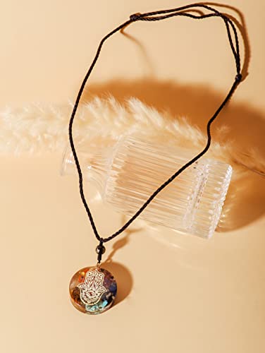 MINACHI Orgone Necklace, 7 Chakra Stone Orgonite Pendant for Spiritual Healing and Positive Energy Meditation Hamsa
