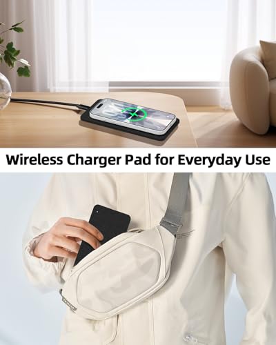 Valet Tray with Wireless Charger, Nightstand Organizer & Catchall Tray for Phone, Keys, Glasses and Accessories, Premium Linen, Stylish Desk & Bedside Storage Station, Black Black linen Single Charger