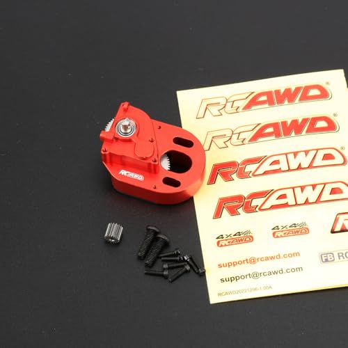 RCAWD Full Metal 370 Gearbox w/16T Gear for Axial 1/24 SCX24 Red