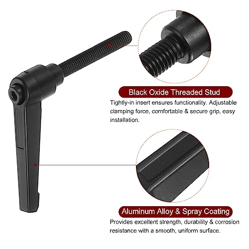 QUARKZMAN Adjustable Clamping Lever Handles M8 x 60 mm Male Thread Bolt Buttons Rotary Screw Locking Quick Release Ratchet Push Switch Handle Black Pack of 6 M8 x 60mm