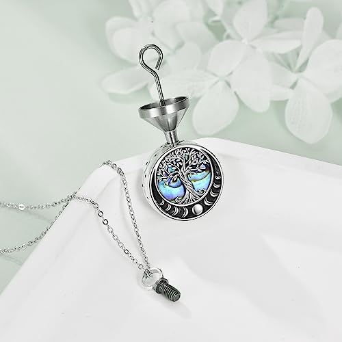 ONEFINITY Tree of Life Urn Necklaces for Ashes Sterling Silver Moon Phase Tree of Life Cremation Jewellery for Ashes Memory Jewellery for Women Men