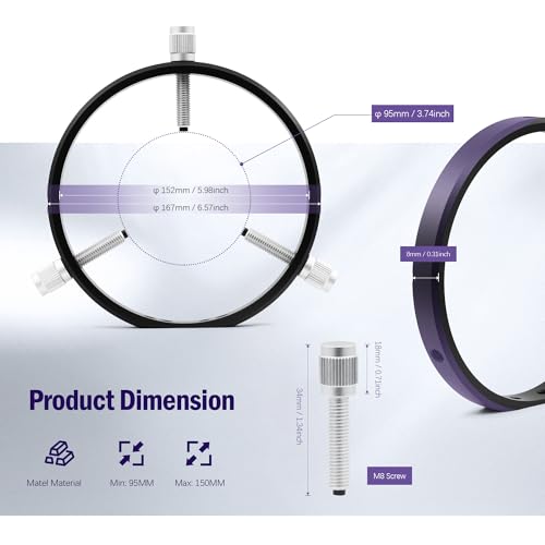 Astromania Telescope Mounting Rings Guide Scope Rings 152mm Inside Diameter Inside Diameter -152MM