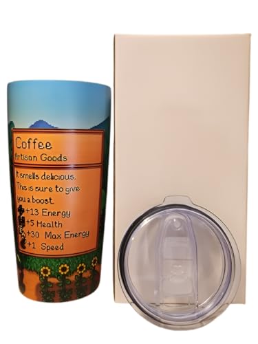 Boosted Retro Game Stats Tumbler, 20 Oz Insulated Stainless Steel Coffee Travel Cup