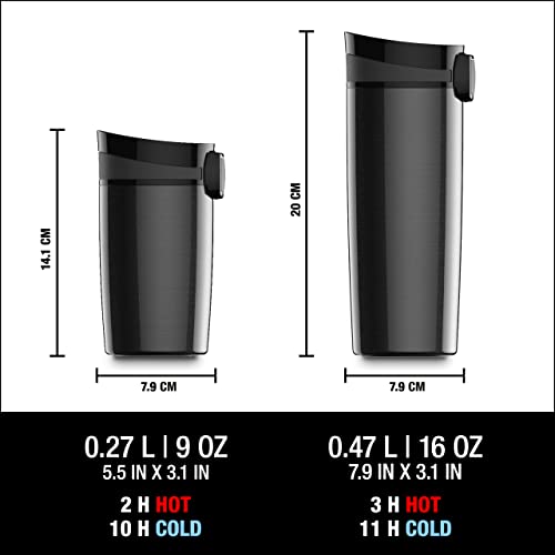 Sigg - Insulated Coffee Cup - Travel Mug Miracle Black - Hot & Cold. Leakproof. BPA Free - 18/8 Stainless Steel - 16 Oz 15.9 Ounces