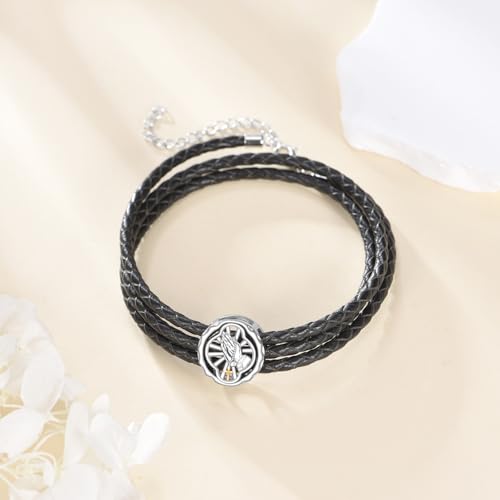 Men Catholic Bracelet Sterling Silver St Benedict/St Christopher/Saint Jude/Praying Hand Bracelet Catholic Jewellery Gifts for Men Praying Hand