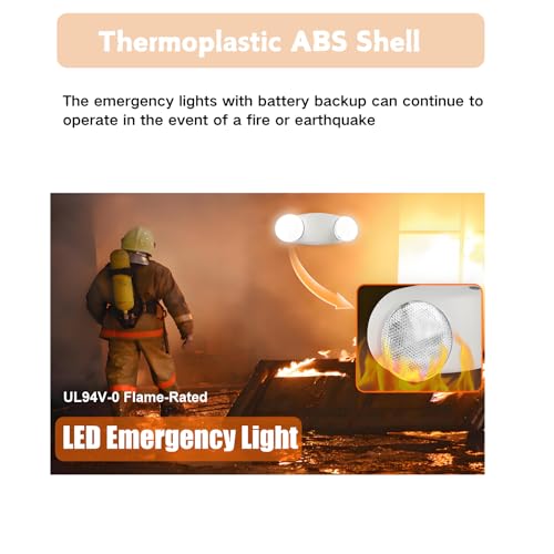 Yosoo Health Gear LED Emergency Light Emergency Lights for Business Two Commercial Emergency Lighting Fixtures with Battery Backup US Plug, Adjustable Hardwired Emergency Exit Light Fixtures