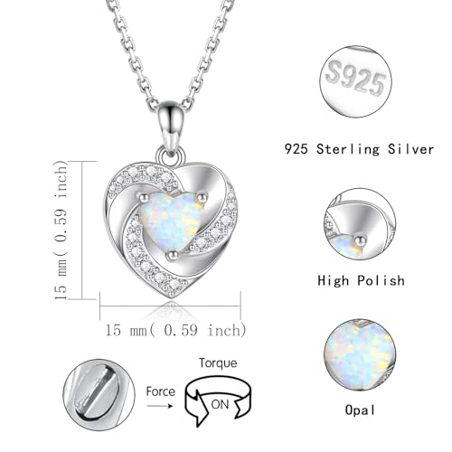 Sariel Opal Heart Urn Necklaces to Hold Ashes of Loved Ones 925 Sterling Silver Cremation Jewelry for Women White