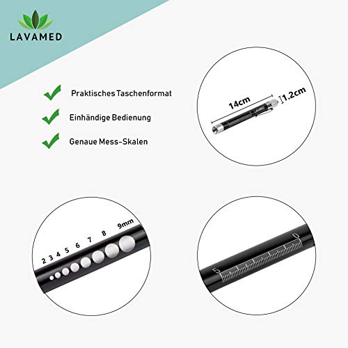 Diagnostic Light Professional LED Lamp with Measuring Scale White and Yellow Light Aluminum Diagnostic Lamp Ballpoint Pen Lamp Penlight 2 Meters Shockproof, Silver