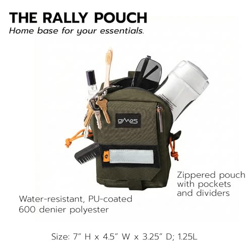 DMOS Rally Organizational Pouch in olive green, compact tool pouch with multiple storage compartments