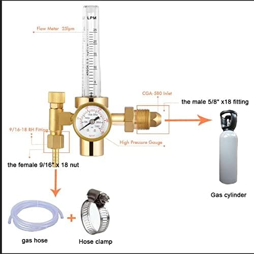 Reboot CO2 Gas Regulator Full Copper Flowmeter Mig Welding Gas Regulator Valves Welding Accessory for Mig Tig Welding Machine Gas-CO2