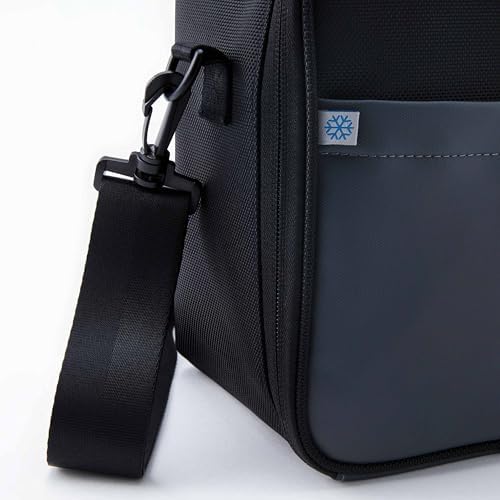 PackIt Freezable Upright Lunch Box, Black/Gray, Engineered with ECOFREEZE+ Technology: Triple Layered Protection for Ultimate Cooling, with Removable Crossbody Strap, Fresh Food On the Go