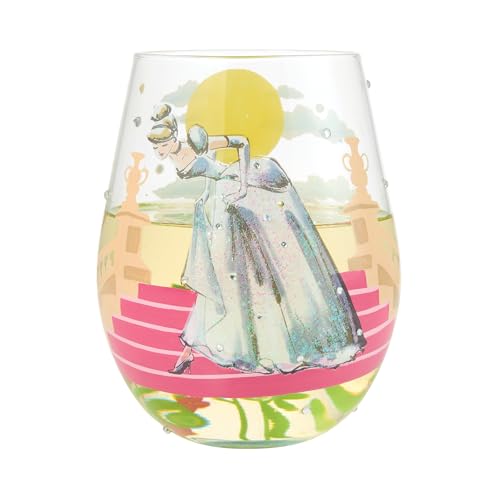 Lolita Enesco Designs by Lolita Disney Cinderella If The Shoe Fits Hand-Painted Artisan Stemless Glass 20 Ounce Multicolor