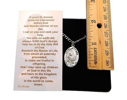 St Gerard Pewter Medal USA Made Stainless Steel Chain Patron Boxed Card
