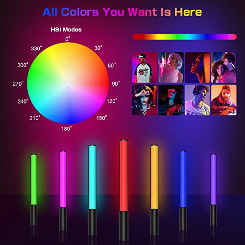RGB Video Light Wand, Handheld Multi Color LED Tube Light Stick with Remote Control, Dimmable 2500K-6500K CRI97+ Full-Color LED Light with 2500mAh Rechargeable Battery, 12 Light Scenes Migic-P400S