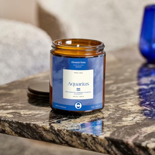 Aquarius Zodiac Candle 9oz Astrology Gift for Women Birthday Candle Aquarius