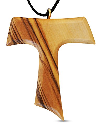 Novel Merk 2-Piece Tau Cross Large & Small Olive Wood Necklaces Made in Bethlehem