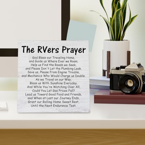 Funny Camping Sign The RVers Prayer Wood Plaque Desk Signs for Home RV Camper RV Motorhome Accessories Decorations Gifts for RV Owners Camping Lover