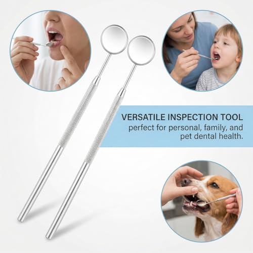 Dental Mirror Mouth Mirror Pack of 2 - Professional Stainless Steel Inspection Mirror for Precise Dental Control & Oral Hygiene. Dental Care Set