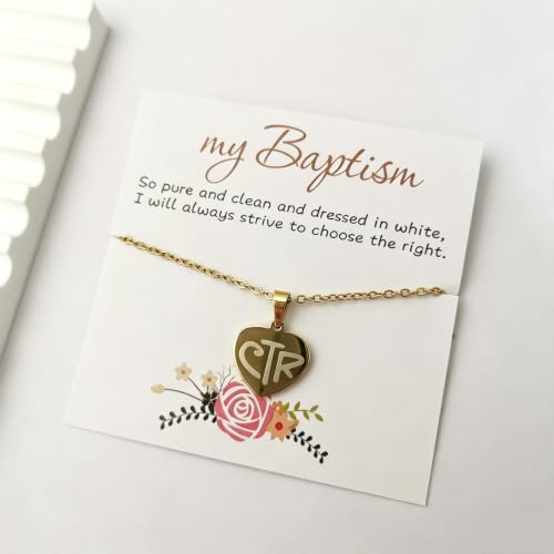 Womens CTR Necklace LDS Baptism Gift Choose The Right Gold-2