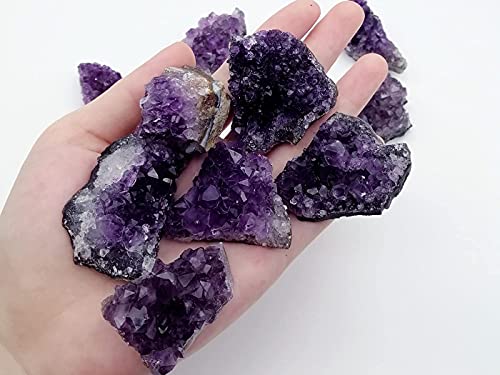 Raw Amethyst Clusters 10Pcs Real Natural Amethyst Crystals Geode Deep Purple Gemstones Bulk Healing Stones Meditation Home Decoration（30g-40g/pcs） Grade B-Deep purple