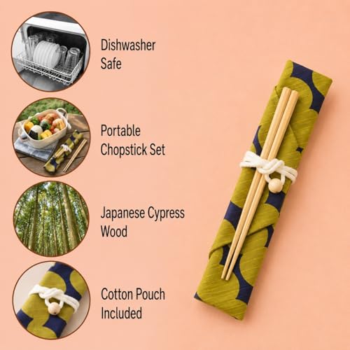 Chopsticks and Pouch Set, Made in Japan, 7.08in (Polka Dot) Polka Dots