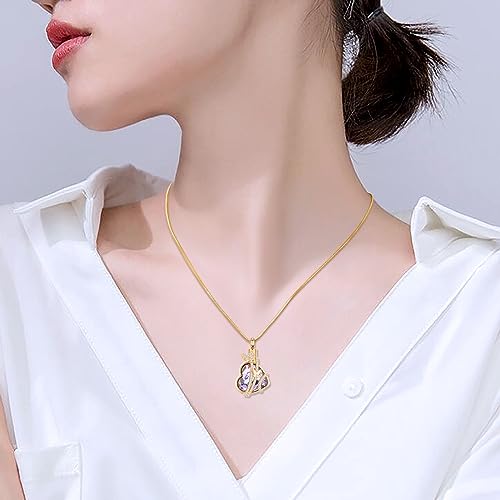 Hearbeingt Butterfly Heart Urn Necklaces for Ashes Cremation Jewelry Gold-Pink