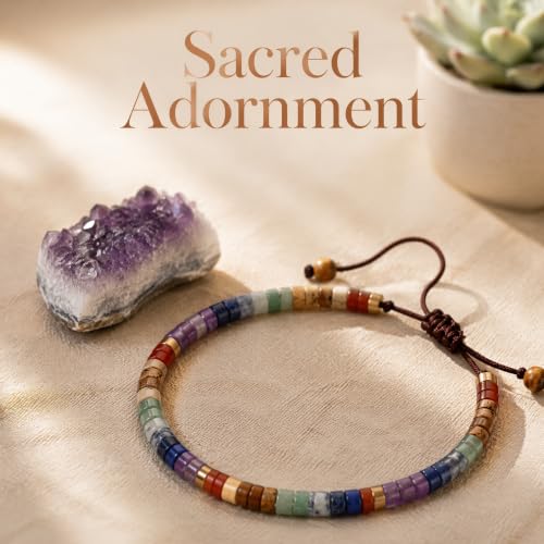 Spiritual Gifts for Women, 1pc 7 Chakra Natural Stone Bracelet A